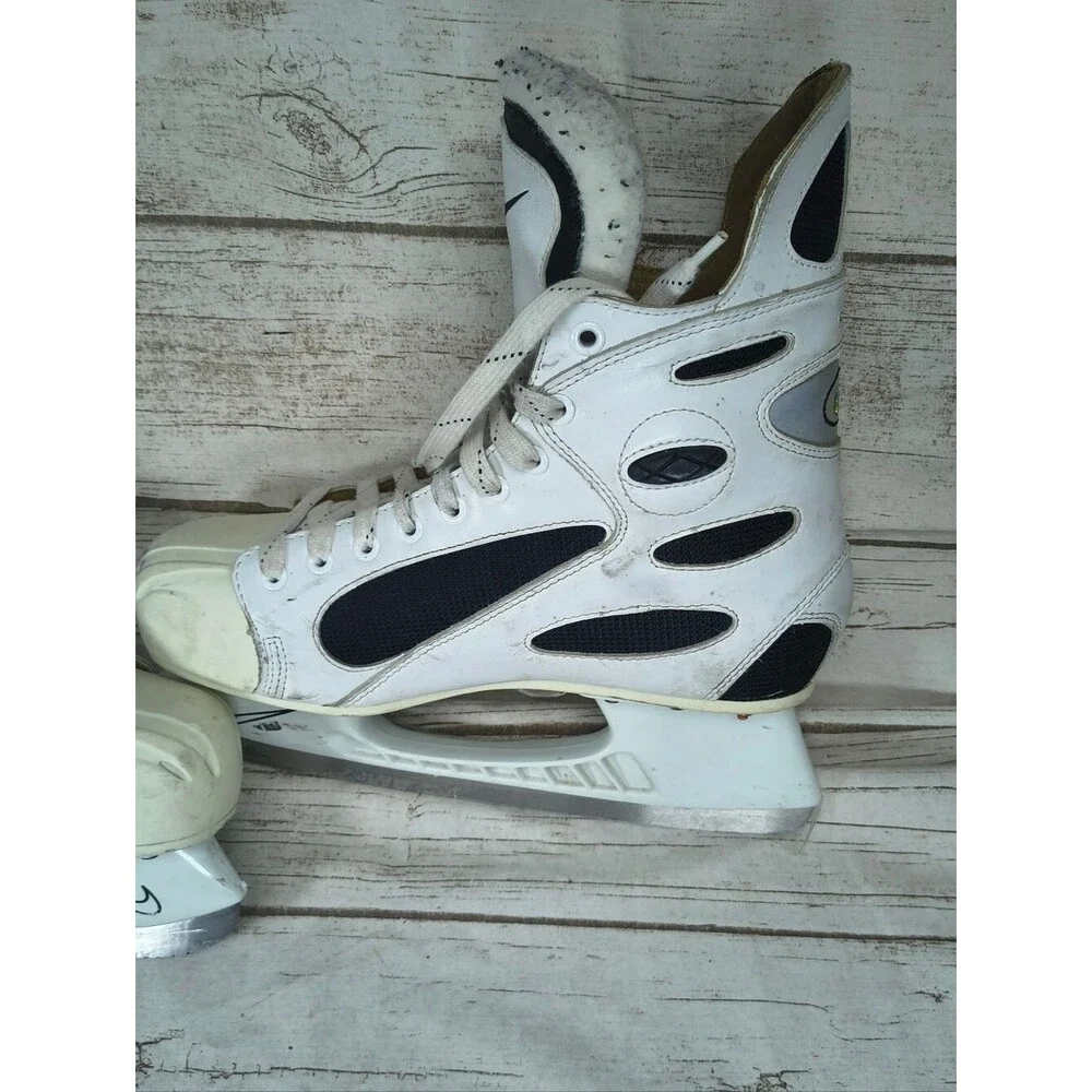 Vintage White Nike Zoom Air Ice Hockey Player Skates Fedorov Size 11.5 Mens